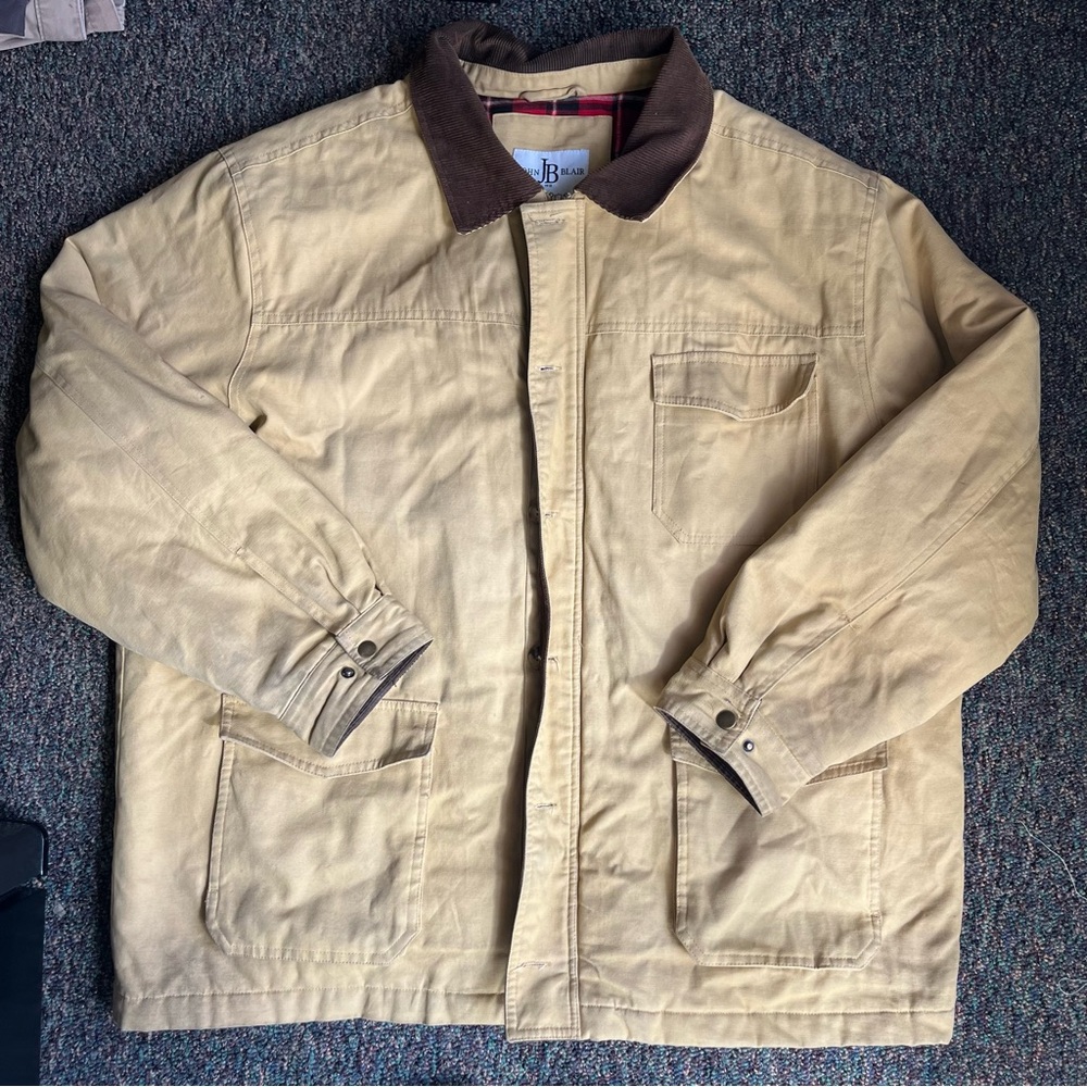 Tan Lightweight Shirt Jacket with Brown Collar